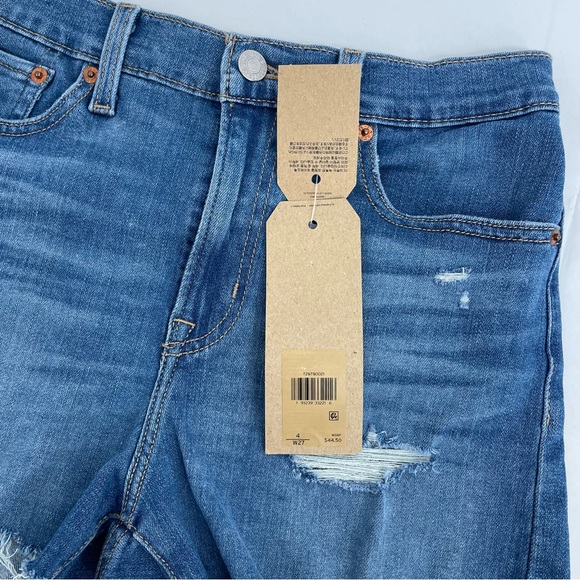 NWT Levis 501 Original High Rise Denim Shorts Women’s 27 Blue Distressed New - Picture 3 of 16